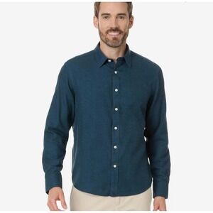 UNTUCKit Men's Medium Veneto Blue Wrinkle Free Button Down Long Sleeve Shirt